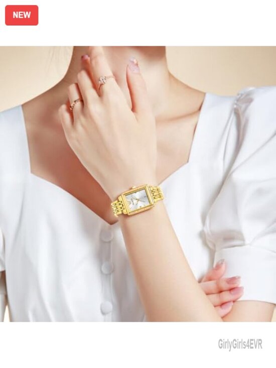 Small Square Face Diamond Decorated Ladies Watch, Luxury Analog Quartz Dress